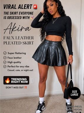 Akira faux leather pleated skirt